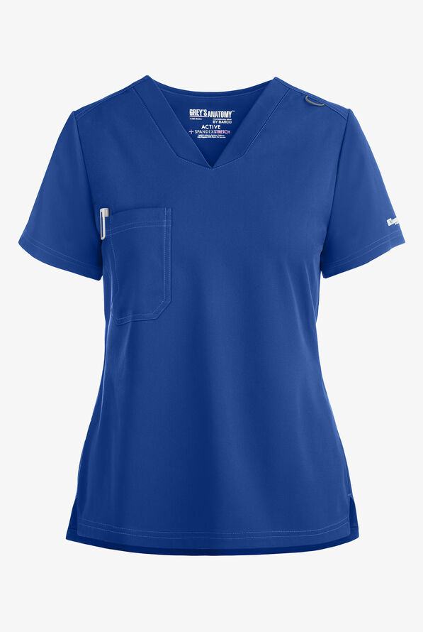 Grey's Anatomy by Barco Spandex STRETCH Bree Women's 1-Pocket Tuck In Scrub Top - Royal - 1
