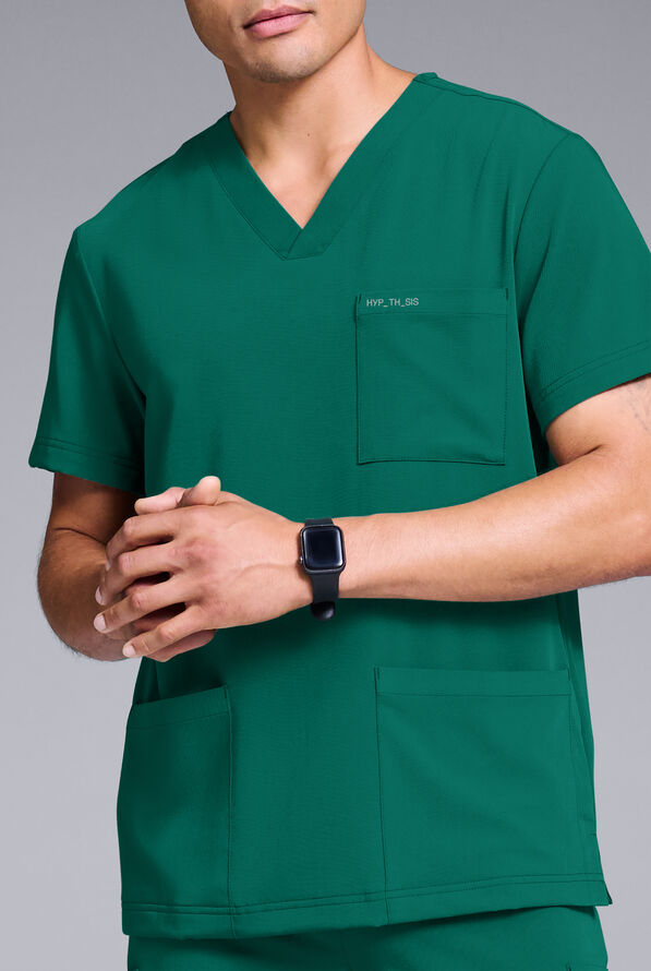Hypothesis S-R Shift Ready Men's 4-Pocket V-Neck Scrub Top - Hunter - 4