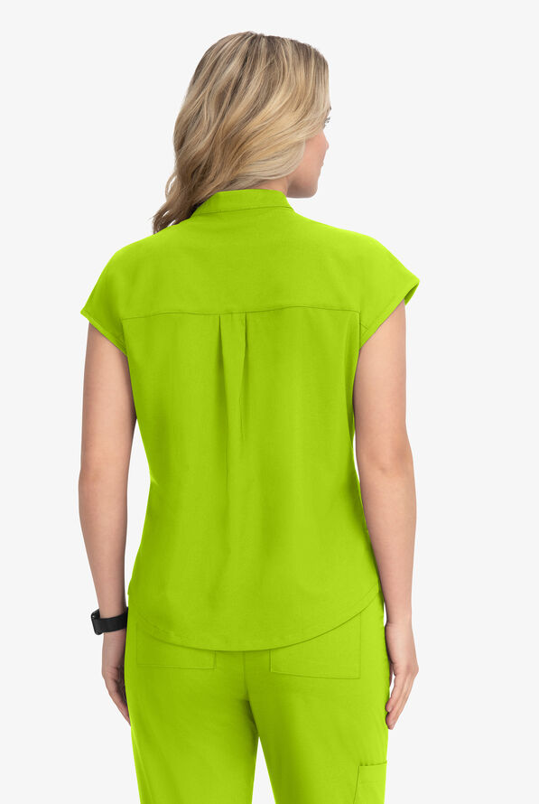 koi Basics Ari Women's 1-Pocket STRETCH Dolman Sleeve Mandarin Collar Scrub Top - Green Tea - 3