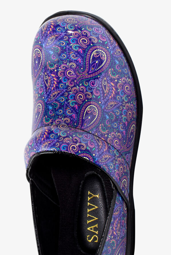 Zuecos de enfermería Savvy Brandy Multi Paisley para mujer - null - 2