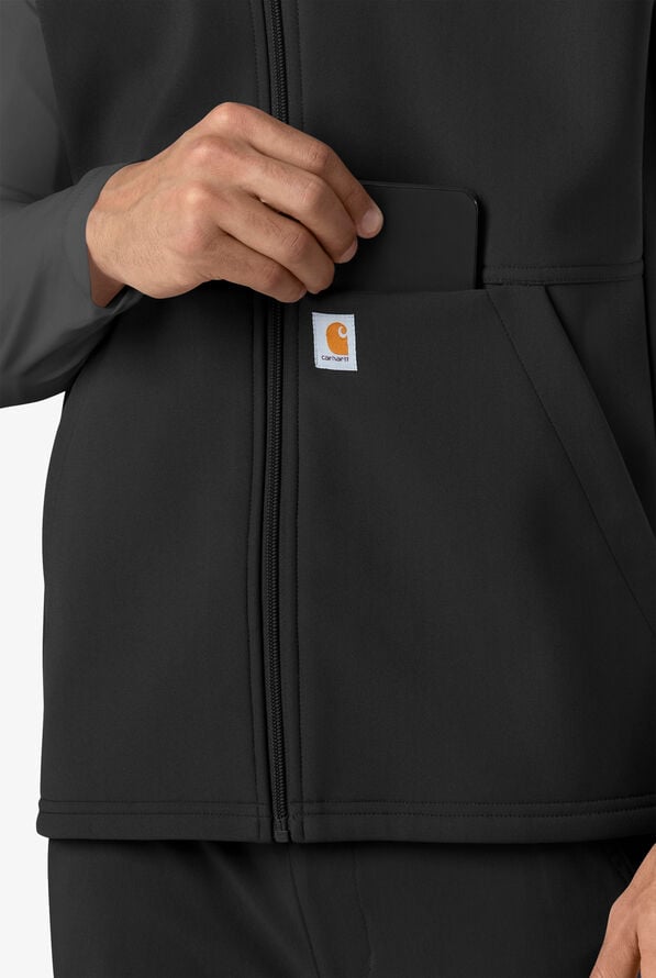 Carhartt Force Rugged Men's 6-Pocket Bonded Fleece Utility Zip Front Scrub Vest - Black - 5