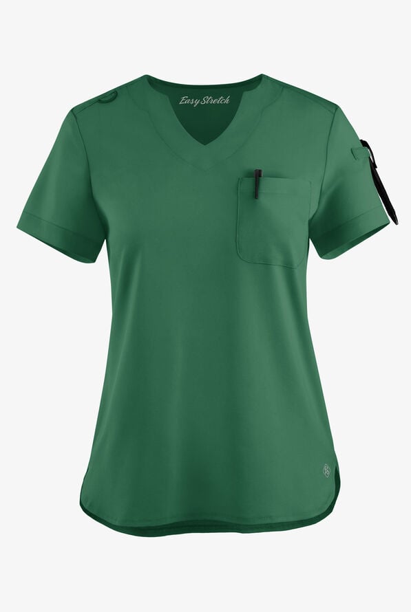 Blusa m&eacute;dica Easy STRETCH Nikki con cuello festoneado y 1 bolsillo para mujer - Hunter - 1