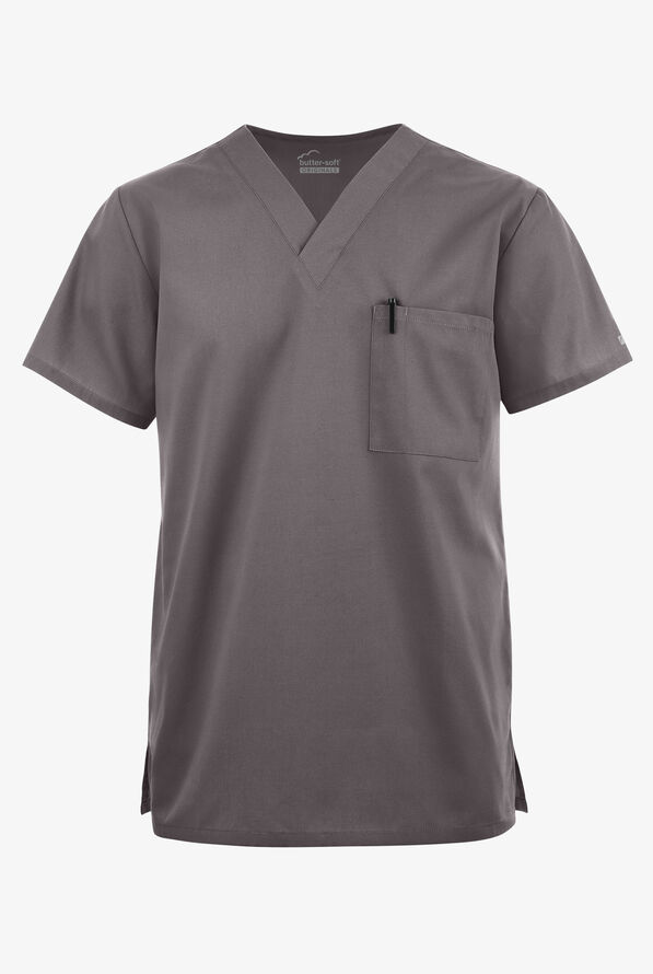 Blusa médica unisx Butter-Soft Originals con cuello en V y 2 bolsillos - Grey Stone - 1