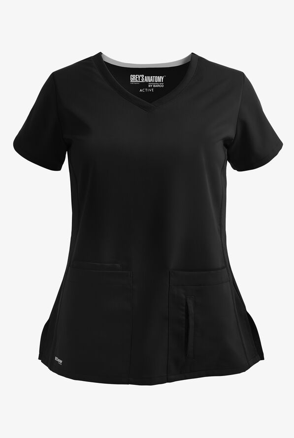 Grey's Anatomy by Barco Cora Women's 4-Pocket Crossover V-Neck Scrub Top - Black - 1