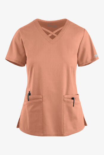 Blusa médica UA Butter-Soft STRETCH con lazos entrecruzados y 4 bolsillos para mujer