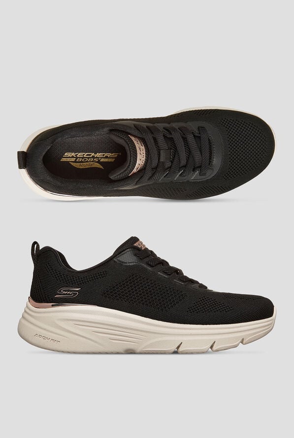 Skechers Bobs Arch Fit ELEV8 Black Women's Bungee Knit Sneaker - null - 1