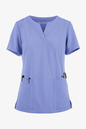 Blusa m&eacute;dica Easy STRETCH Chrisette de corte moderno con 4 bolsillos y escote femenino para mujer