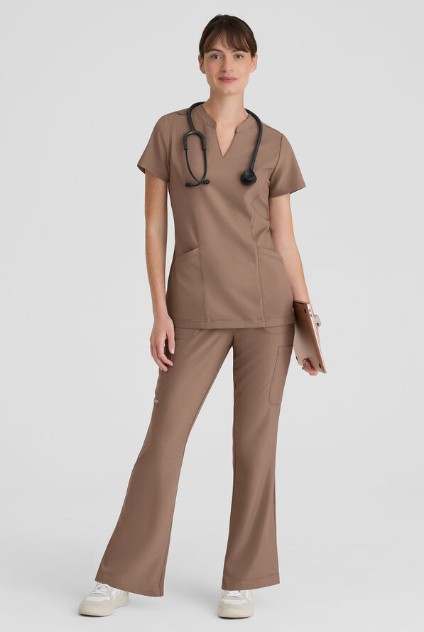 Blusa m&eacute;dica Grey's Anatomy by Barco Evolve STRETCH Sky con cuello con muesca y 2 bolsillos para mujer - Driftwood - 5