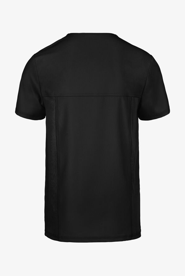 Infinity Men's 3-Pocket STRETCH Rib-Knit Side Panel Scrub Top - Black - 3