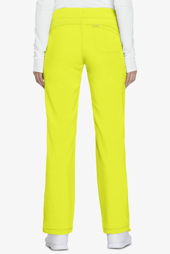 Infinity Women's 4-Pocket STRETCH Drawstring Scrub Pants - Petite - Lime Time - 2
