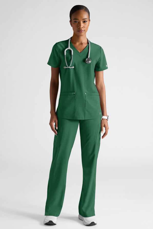 Easy STRETCH Women's 8-Pocket Scrub Set - Petite - Hunter - 2