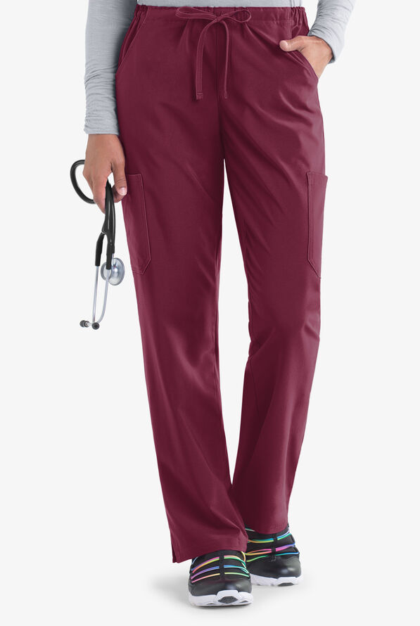 Tafford Active STRETCH Eden Women's 4-Pocket Drawstring Scrub Pants - Wine - 1
