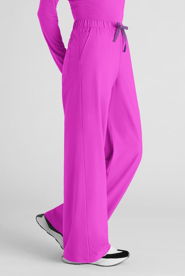 Easy STRETCH Hunter Women's 6-Pocket Relaxed Fit Wide Leg Scrub Pant - Electric Fuchsia - 2
