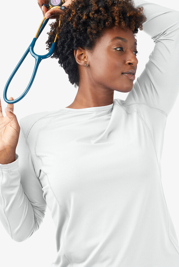 ReSurge Jade Women’s Long Sleeve Knit Underscrub - White - 2