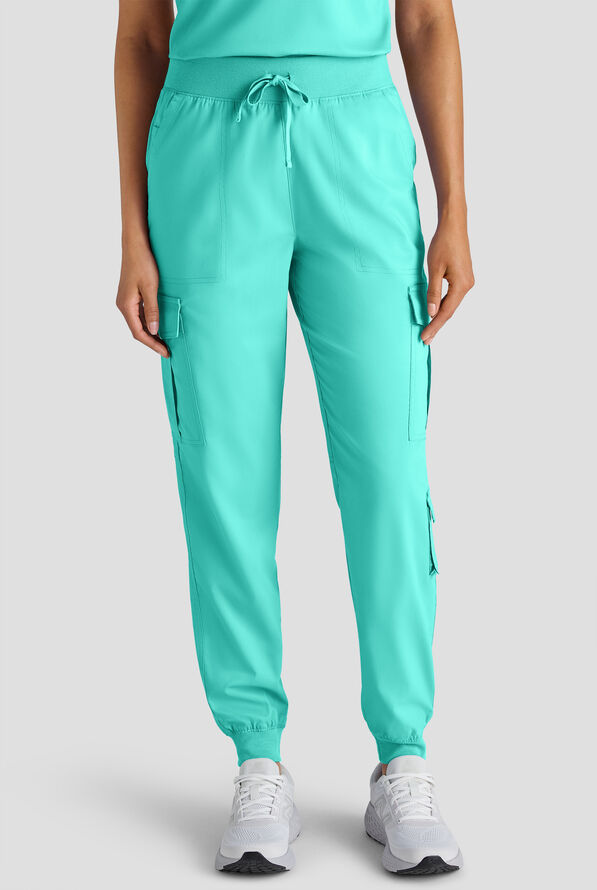 Butter-Soft STRETCH FLXTEK+ Women's 8-Pocket Cargo Jogger Scrub Pant - Aqua Dust - 1