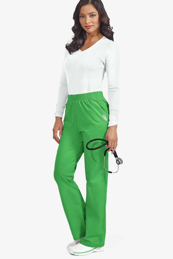 UA Best Buy Scrubs Women's 2-Pocket Elastic Waist Pants - Tall - Gecko Green - 2