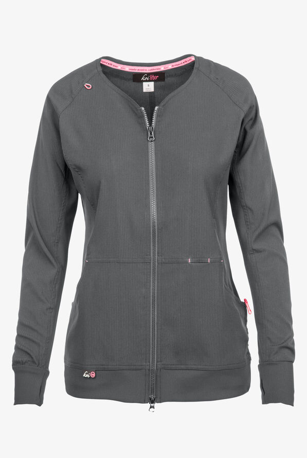 Chaqueta médica koi Lite™ Clarity con cremallera y 3 bolsillos para mujer - Charcoal - 1