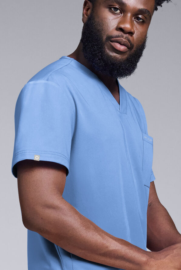 Hypothesis S-R Shift Ready Men's 4-Pocket V-Neck Scrub Top - Ceil Blue - 5