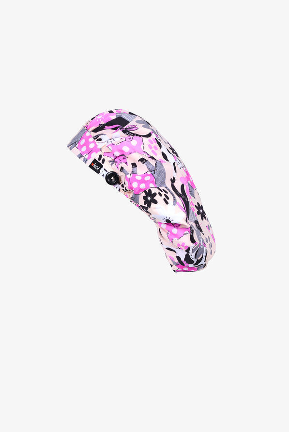koi Basics Everyday Floral Cats Bouffant Scrub Hat - null - 1