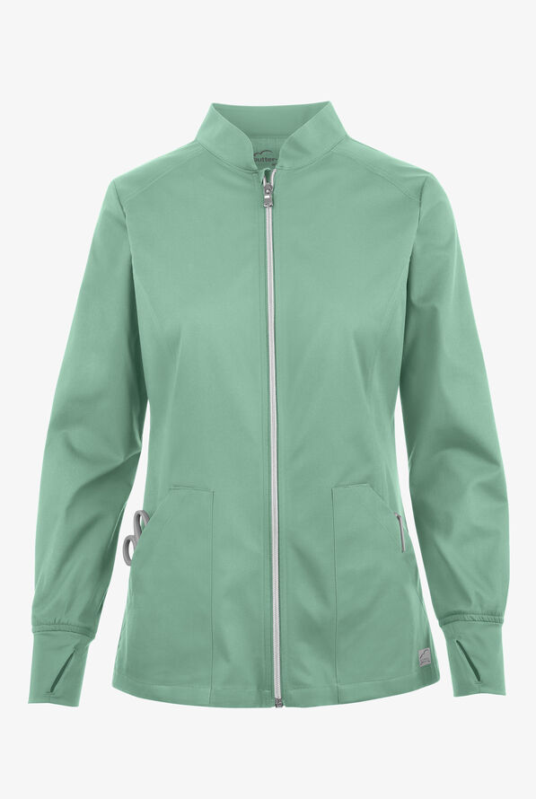 Butter-Soft STRETCH Women's 3-Pocket Zip Front Scrub Jacket - Water Mint - 1