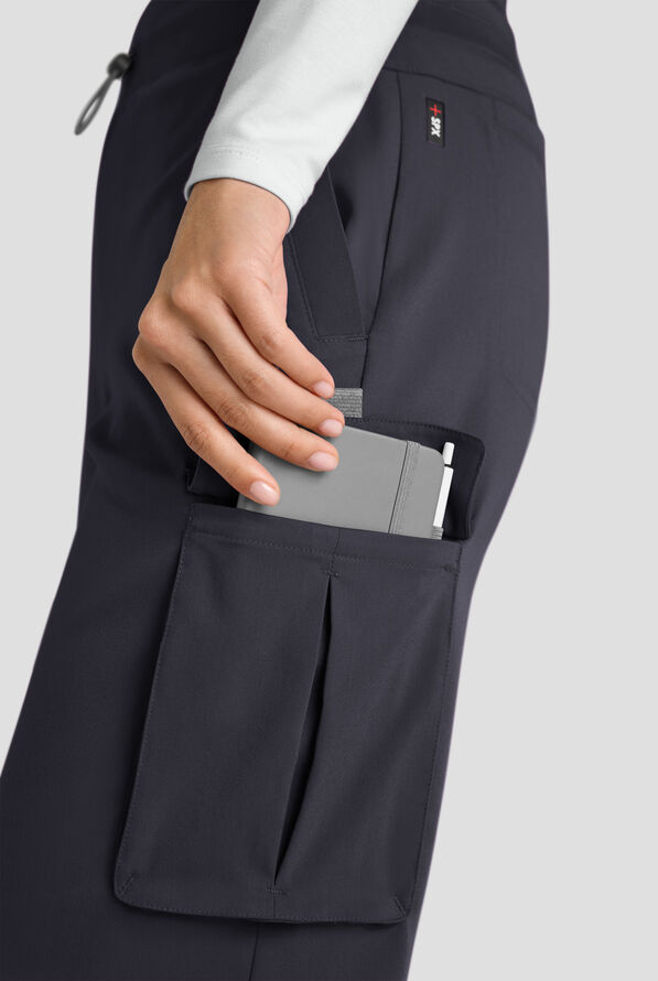 Grey's Anatomy by Barco Emerge Teagan Women's 6-Pocket STRETCH High-Rise Wide Leg Scrub Pants - Steel Gray - 5