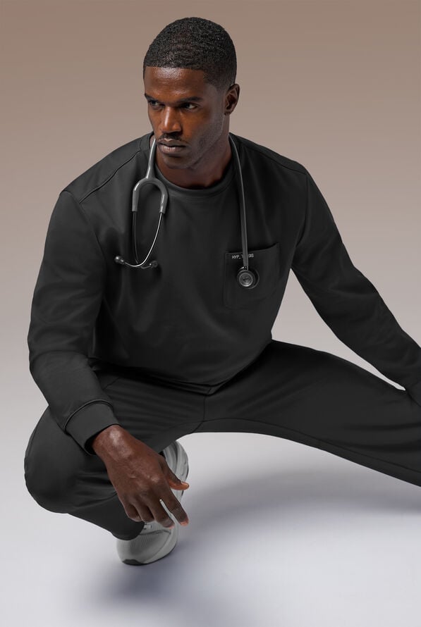 Hypothesis Men's Omni Base Knit Crew Neck Scrub Pullover - Jet Black - 6