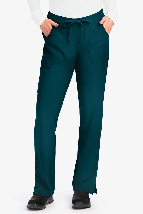 Skechers by Barco Reliance Women's 3-Pocket STRETCH Cargo Drawstring Scrub Pants - Bahama Blue - 1