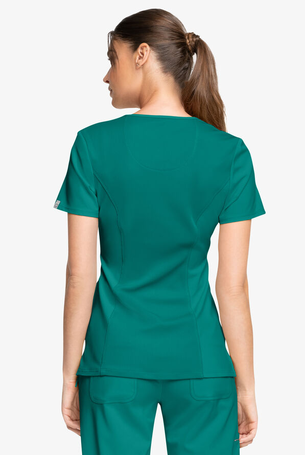 Infinity Women's 3-Pocket STRETCH Round Neck Scrub Top - Teal - 4