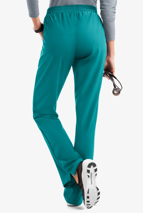 Easy STRETCH Alana Women's 2-Pocket Pull On Scrub Pants - Petite - Teal - 2