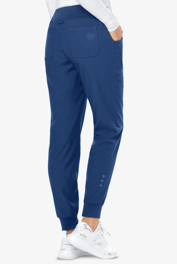 heartsoul Scrubs Break On Through Women's 6-Pocket STRETCH Elastic Cuff Jogger Scrub Pants - Petite - Navy - 2