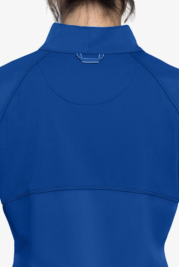Cherokee Workwear Revolution Women's 3-Pocket STRETCH Mesh Panels Zip Front Scrub Jacket - Royal - 5