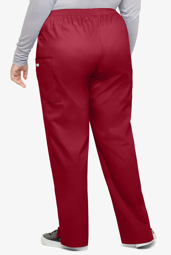 Butter-Soft STRETCH Women's 3-Pocket Plus Size Pull On Scrub Pants - Ruby - 2