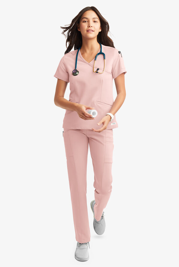 Blusa m&eacute;dica ReSurge by Butter-Soft estilo cruzado con 5 bolsillos para mujer **Ligeramente IRREGULAR** - Sweet Pink - 1