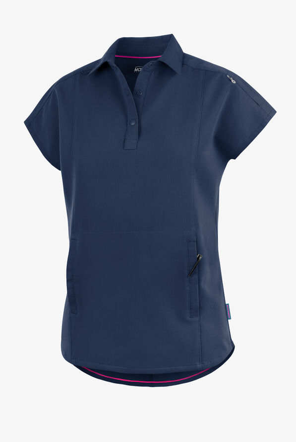 Movement by Butter-Soft Mintaka Women’s 4-Pocket Polo Collared Scrub Top - Navy - 1