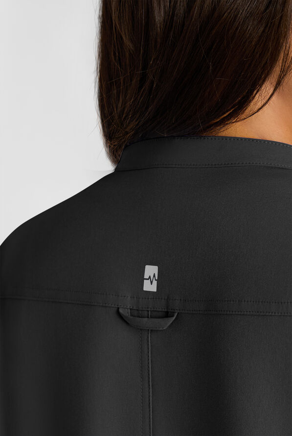 Easy STRETCH Bella Women's 1-Pocket Henley Scrub Top - Onyx Black - 5