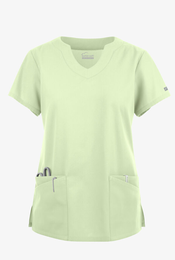 Butter-Soft Originals Women's 6-Pocket Scallop Neck Scrub Top - Spring Mint - 1