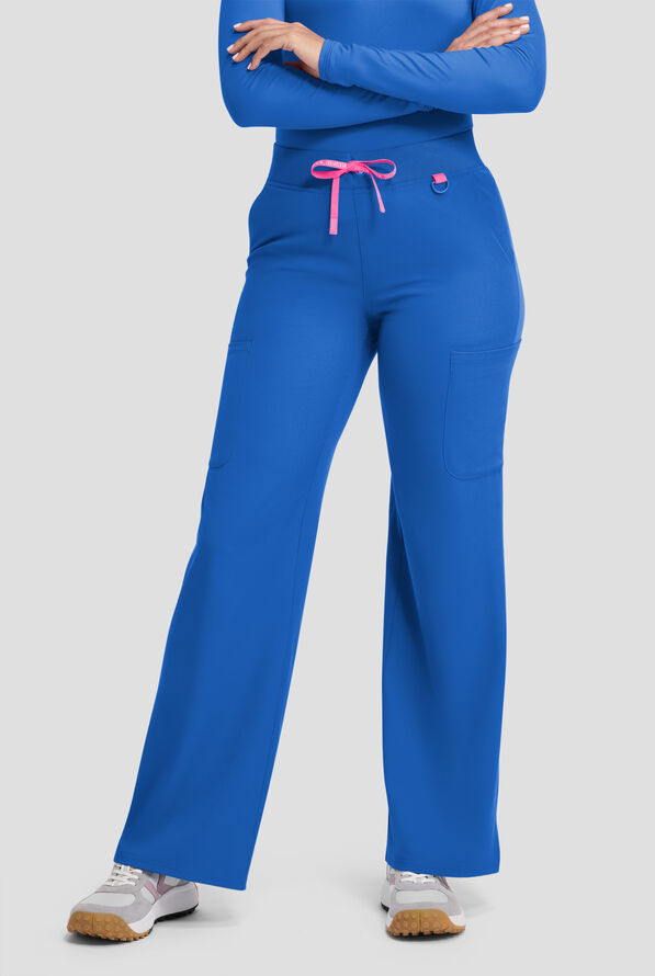 Med Couture Amp Women's 5-Pocket STRETCH High-Rise Wide Leg Cargo Scrub Pant - Royal - 1