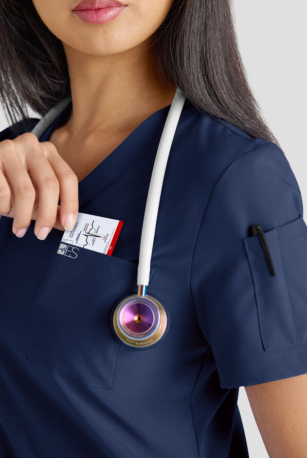 Conjunto de uniforme m&eacute;dico Easy STRETCH con 10 bolsillos para mujer - Navy - 4