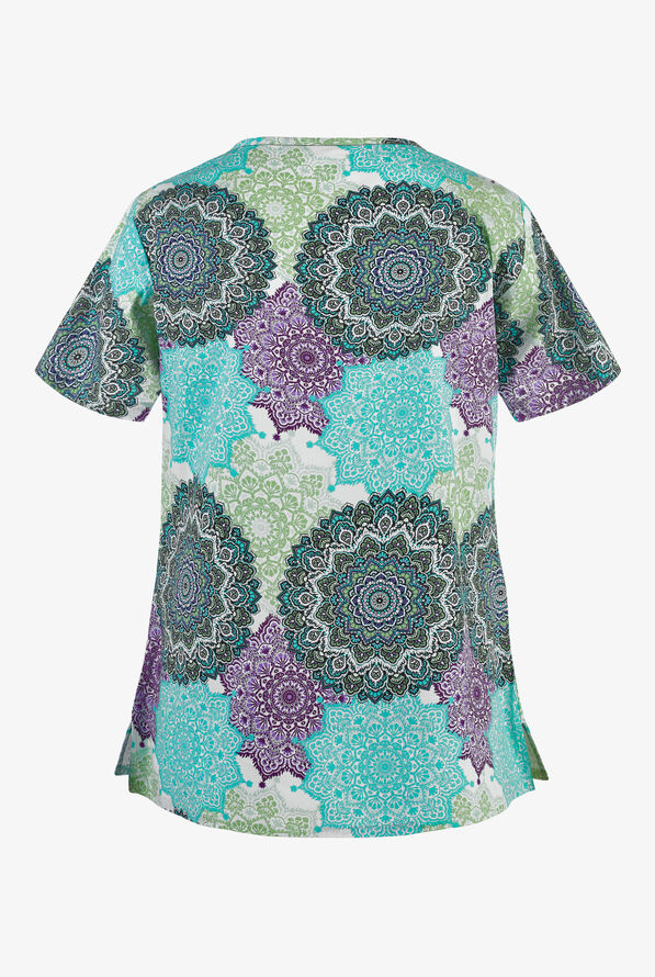 Tasha & Me VNeck Mandalas Print Scrub Top,Print Scrubs