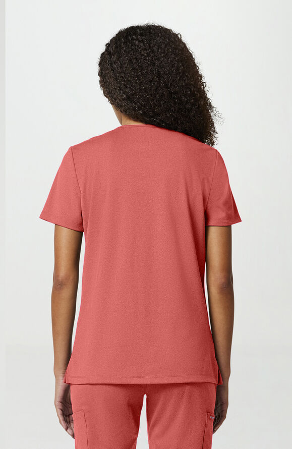 Cherokee Achieve Women's 2-Pocket STRETCH Knit V-Neck Scrub Top - True Coral - 4