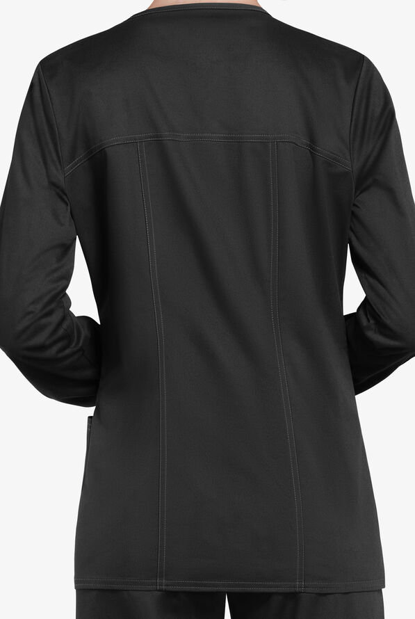 Cherokee Workwear Core STRETCH Women's 3-Pocket Scrub Jacket - Black - 4