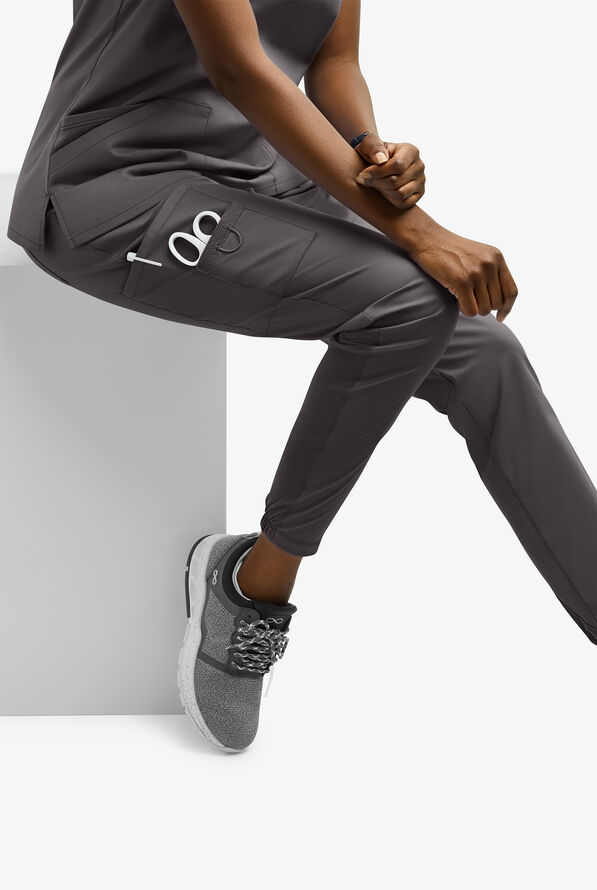 UA Exclusive Cherokee Workwear Professionals Active Women's 6-Pocket STRETCH Half Jogger Scrub Pants - Pewter - 5