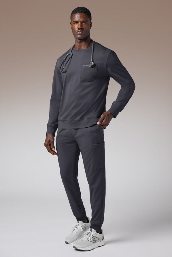 Hypothesis Omni Base Men's Knit Crew Neck Scrub Pullover - Pewter - 2