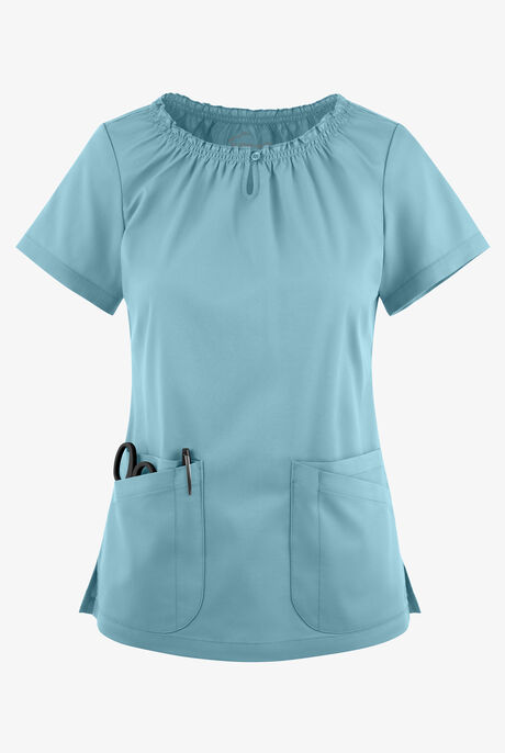 Butter-Soft STRETCH Women's 6-Pocket Short Sleeve Peasant Style Scrub Top