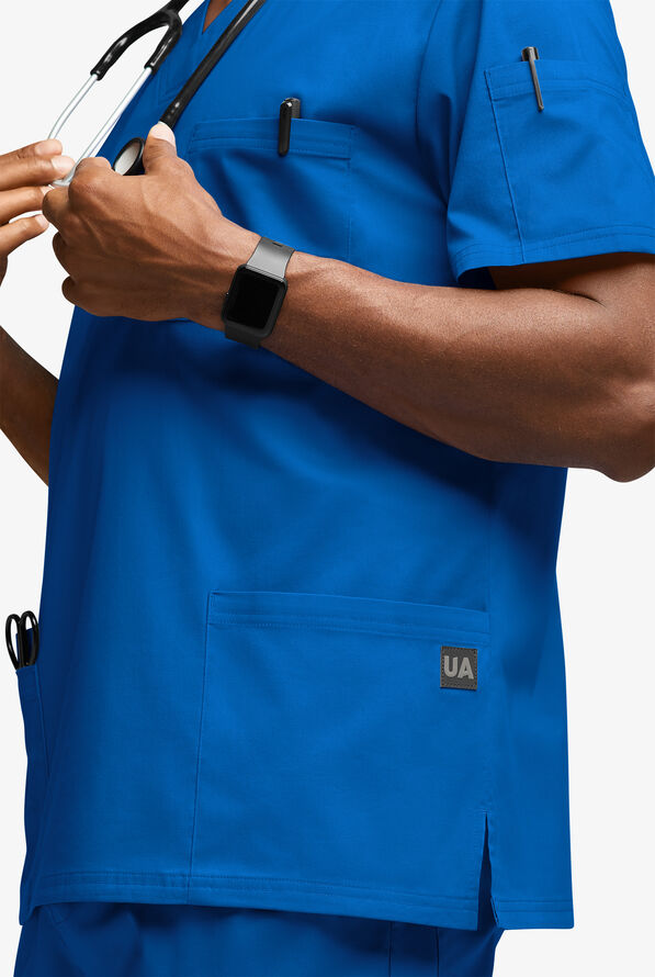 Butter-Soft STRETCH Men's 6-Pocket V-Neck Scrub Top - Royal - 3