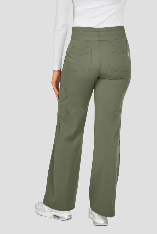 Zavate Ava Therese Avery Women's 6-Pocket STRETCH High Waist Cargo Wide Leg Scrub Pants - Olive - 4