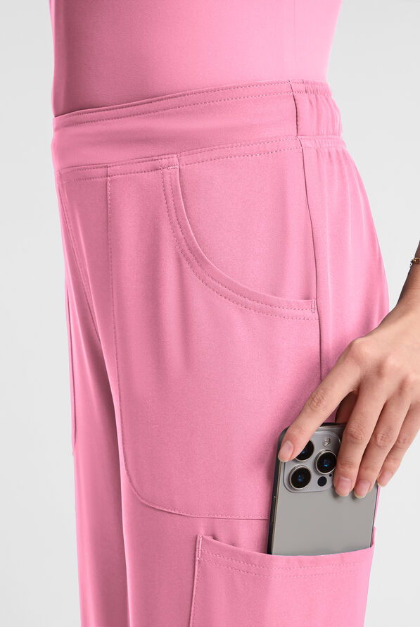 Med Couture Insight Women's 4-Pocket Flare Leg Cargo Scrub Pant - Taffy Pink - 2