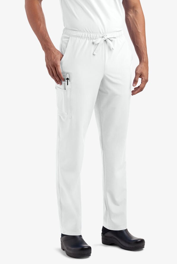 Easy STRETCH Morgan Unisex 5-Pocket Drawstring Scrub Pants - White - 2