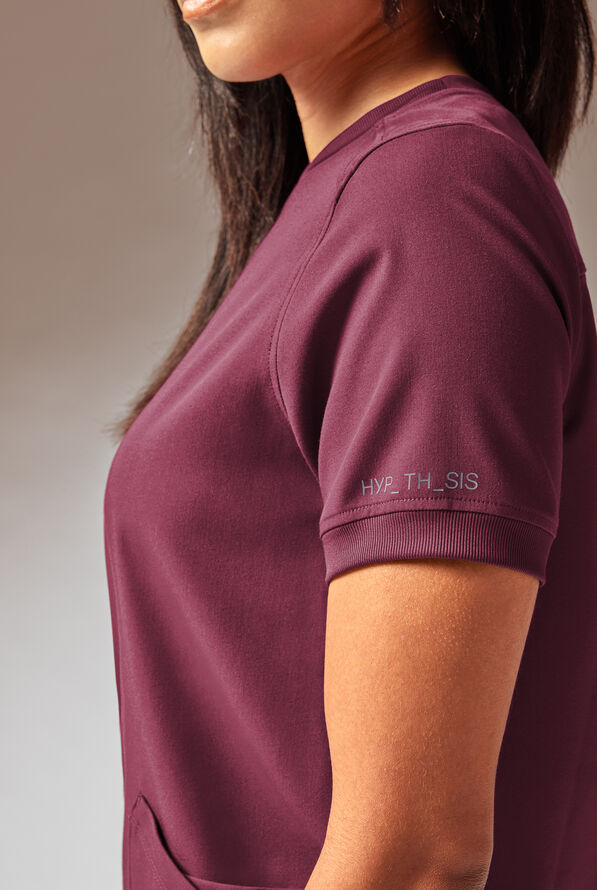Blusa m&eacute;dica Hypothesis Kentica con cuello redondo y 4 bolsillos para mujer - Wine - 4