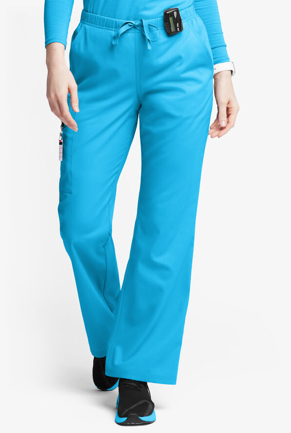 Butter-Soft Originals Women's 6-Pocket Mid Rise Flare Leg Scrub Pants - Turquoise - 1